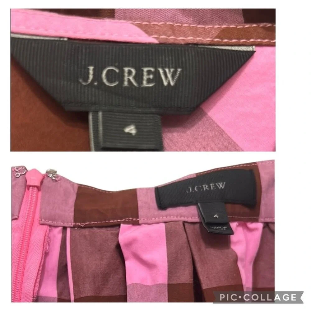 J.Crew Pink Gingham Plaid Bow Skirt Top Matching Set 4